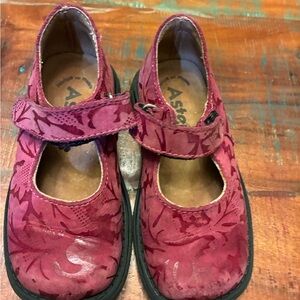 Aster Leather Red Floral Print Mary Jane Shoes Little Girl Size US 8 EU 24